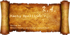 Kmety Apollinár névjegykártya